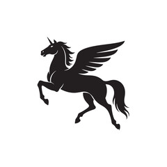 Winged Unicorn Silhouette with Abstract Shape