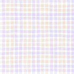 Purple Brown Beige Plaid Gingham Check Hand Drawn Background Pattern Overlay