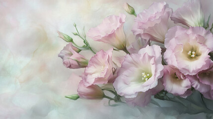 Elegant wedding invitation card background vector. Minimal hand painted Lisianthus botanical flowers texture template background. Design for wedding, vip cover, poster, rsvp moderncard.Valentine's Day