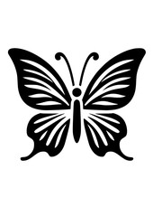 a black silhouette vector icon of a butterfly