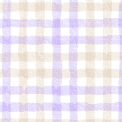 Purple Brown Beige Plaid Gingham Check Hand Drawn Background Pattern Overlay