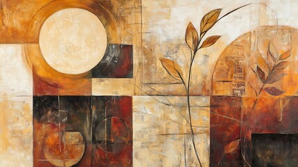 Abstract art composition featuring geometric shapes and organic forms.