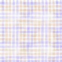 Purple Brown Beige Plaid Gingham Check Hand Drawn Background Pattern Overlay