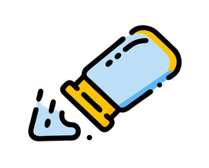 Low sodium salt shaker spilling content in flat design style  