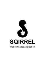 Minimalist black and white logo of a stylized squirrel forming the shape of the letter “S.” Ideal for mobile finance apps, startups, or branding related to saving, investing, or digital banking.