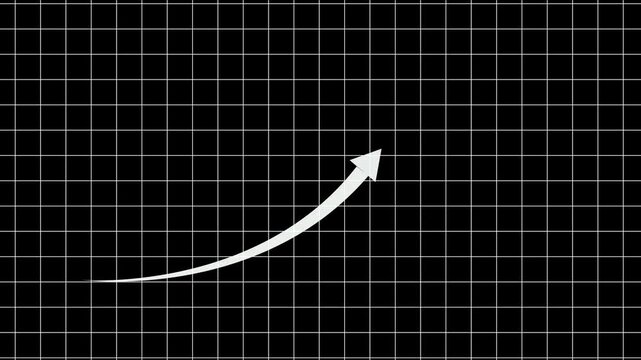 Red arrow still goes up. Glowing Red Arrow. Business cartoon animation. Glowing arrow animation Isolated on Black background. arrow still goes up. Red Arrow. Business cartoon animation. Arrow Glossy a