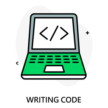 Developer Writing Code on Screen vector Icon design
