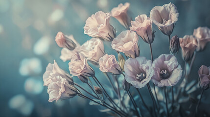 Elegant wedding invitation card background vector. Minimal hand painted Lisianthus botanical flowers texture template background. Design for wedding, vip cover, poster, rsvp moderncard.Valentine's Day