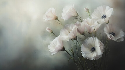 Elegant wedding invitation card background vector. Minimal hand painted Lisianthus botanical flowers texture template background. Design for wedding, vip cover, poster, rsvp moderncard.Valentine's Day