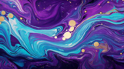 Naklejka premium Vibrant Teal and Purple Fluid Marble Texture