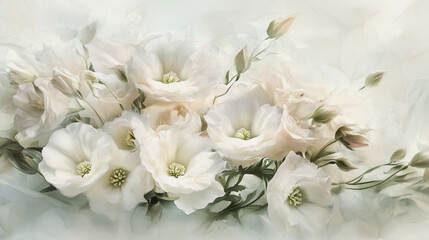 Elegant wedding invitation card background vector. Minimal hand painted Lisianthus botanical flowers texture template background. Design for wedding, vip cover, poster, rsvp moderncard.Valentine's Day