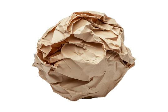 Crumpled ball paper old isolated on a transparent background.