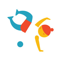 Modern Abstract Kid Doing a Cartwheel Gymnastics Logo
