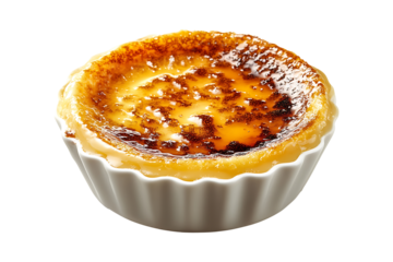 Creme brulee isolated on a transparent background.