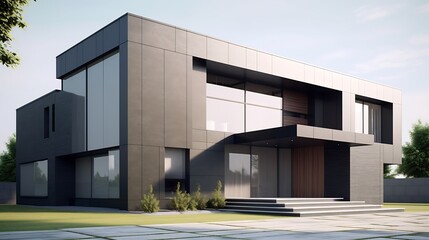 Gray toned modern architectural structure standing alone showcasing minimalist approach sleek surface subtle detailing design emphasizes various shade of gray silver create sophisticated neutral