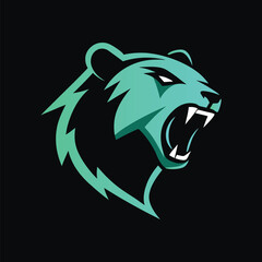 Neon Bear Roaring Animated Forest Animal Logo