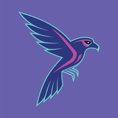 Neon Falcon Diving Futuristic Animal Emblem