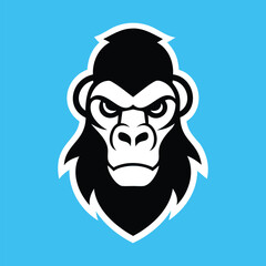 Outlined Gorilla Face Logo with Intense Expression