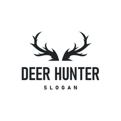deer logo silhouette concept with majestic and luxurious deer animal and antlers black silhouette of forest animal, nature design template illustration