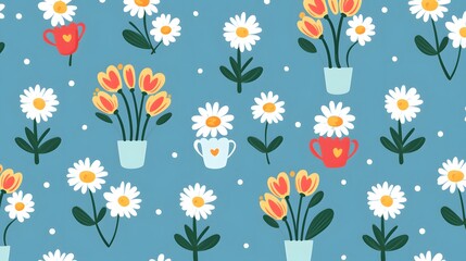 Professional Seamless Pattern of Cute Bouquets of Flowers for Textile and Wallpaper Designs