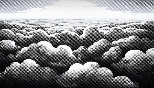 vue ae rienne de nuages en demi teinte illustration vectorielle monochrome