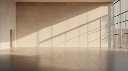 Obraz premium Empty modern space with warm sunlight