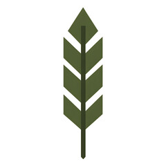Bold Arrow with Geometric Symmetry in Olive Green Isolated on Transparent Background