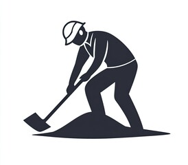 Fototapeta premium Worker digging with shovel (2)