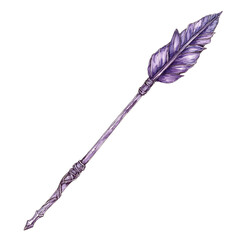 Artistic Arrow with Hand Drawn Details in Lavender Isolated on Transparent Background