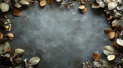 Elegant arrangement of foliage and leaves on a textured surface.