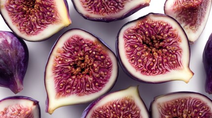 Fresh Fig Halves Arranged in a Decorative Circle for an Appealing Culinary Presentation