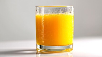 Freshly Squeezed Orange Juice in a Glass on a Light Backdrop