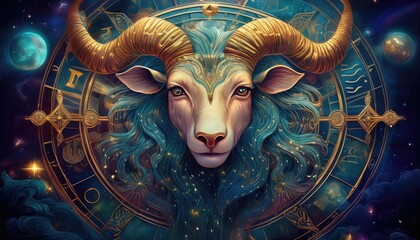 Vibrant Astrological Characters Amidst a Mystical Cosmos A Fascinating Blend of Celestial Bodies, Zodiac Symbols, and Revelatory Horoscopes in Vivid Colors.