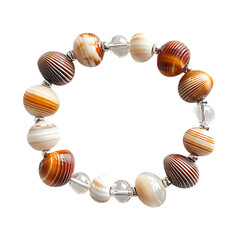 Trendy Shell Bracelet with a Modern Design Featuring White and Orange Striped Shell Isolated on Transparent Background