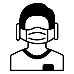 Facial Mask Icon Featuring Man Vector Design