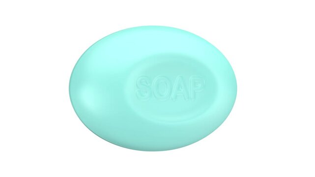Spinning bar of soap on a white background