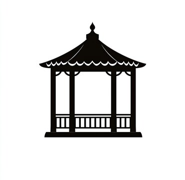 recommend clip art: Elegant outdoor gazebo silhouette