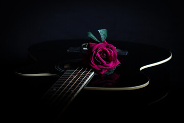 guitar on a black background. Musical instrument