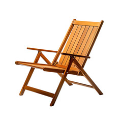 Elegant Minimalist Wooden Beach Chair with a Refine Isolated on Transparent Background