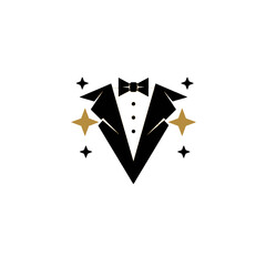 Elegant Tuxedo Logo with Gold Stars