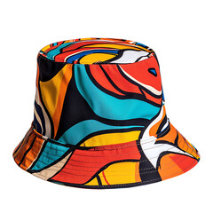 Bold Bucket Hat with a Dynamic Graphic Pattern Isolated on Transparent Background