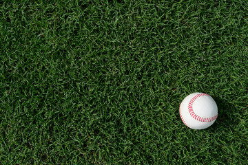 Classic American baseball on green grass