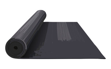 rolled up black yoga mat for exercise and stretching