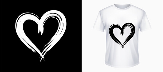 Rough black heart with sketchy lines. Minimal and edgy — perfect for prints.