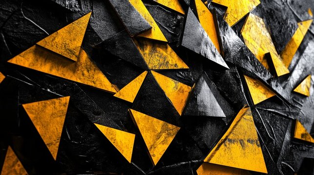 Abstract geometric background with black and yellow triangle shapes