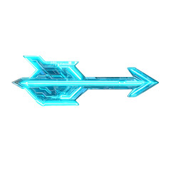 Futuristic Arrow with a Sleek Structure in Neon Cyan Isolated on Transparent Background