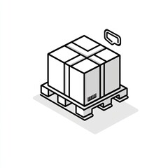 Large cardboard box on a pallet, ready for shipment.  A shipping label or tracking information is visible