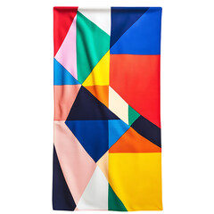 Modern Beach Towel with Large Geometric Shapes Isolated on Transparent Background