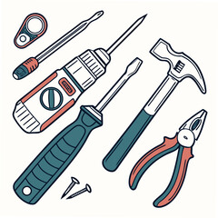 Professional tool kit illustration isolated on white background