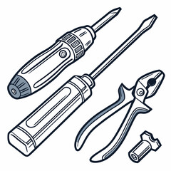 Professional tools set isolated cutout illustration transparent background